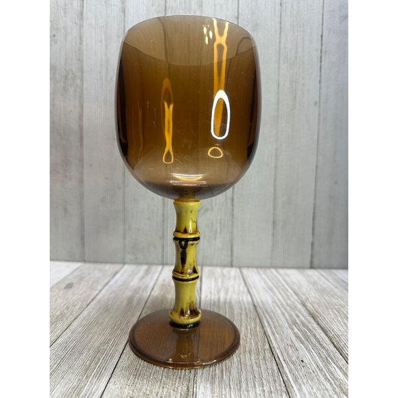 Vtg Tiki Bar Wine Goblets Acrylic Tree Bamboo Style Stem Cocktail Glasses Set 4 - Picture 2 of 7